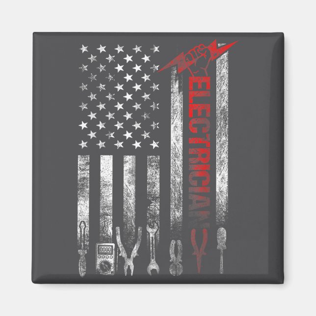 Electrician American Flag Funny Electricians Tools Magnet (Front)
