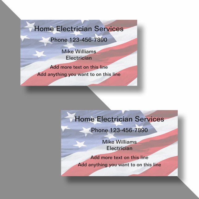 Electrician American Flag Two Side Business Cards (Creator Uploaded)