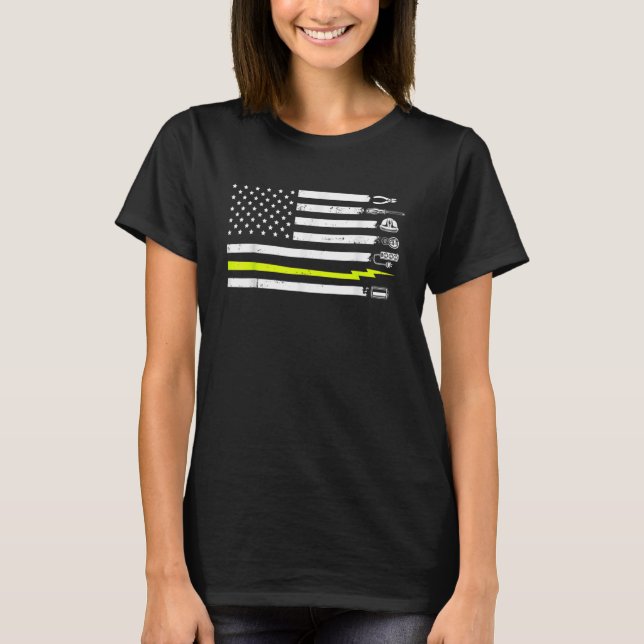 Electrician American US Flag Tools For Electrician T-Shirt (Front)