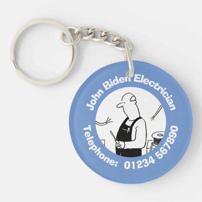 Electrician and Electrical Repairs. Personalised  Key Ring (Front)