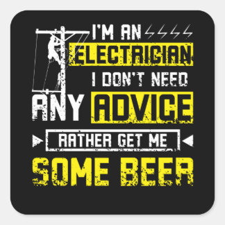 Electrician Beer Square Sticker