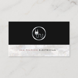 Electrician Bold Electric Plug Icon Simple Elegant Business Card