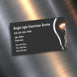 Electrician Bright Light Bulb Magnetic Business Card