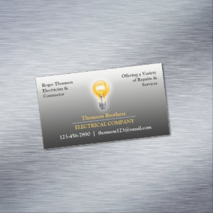 Electrician Bulb Magnetic Business Card