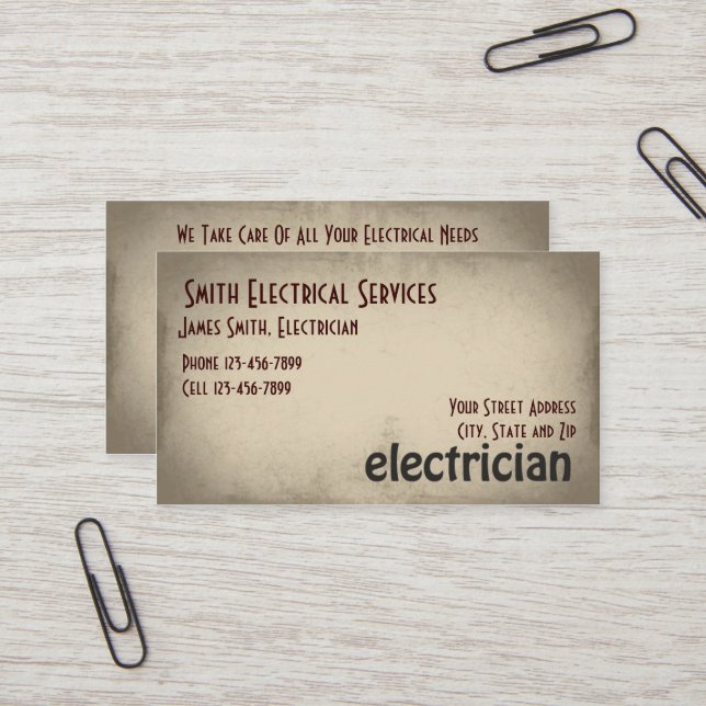 Electrician Business Card (Front/Back In Situ)