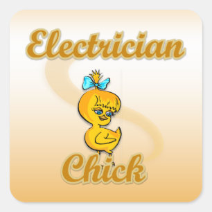 Electrician Chick Square Sticker