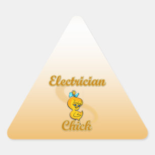 Electrician Chick Triangle Sticker