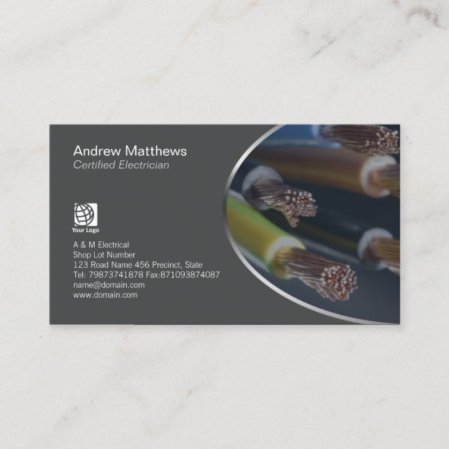 Electrician Coloured Electrical Cable Wires Business Card (Front)