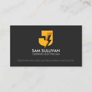 Electrician Contractor Monogram J Business Card