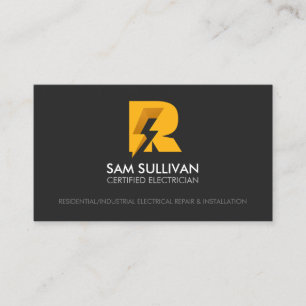 Electrician Contractor Monogram R Business Card