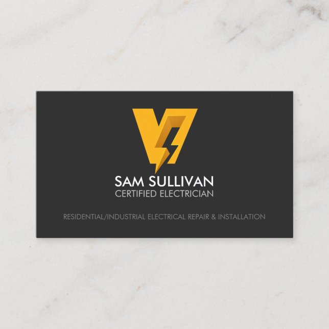 Electrician Contractor Monogram V Business Card (Front)