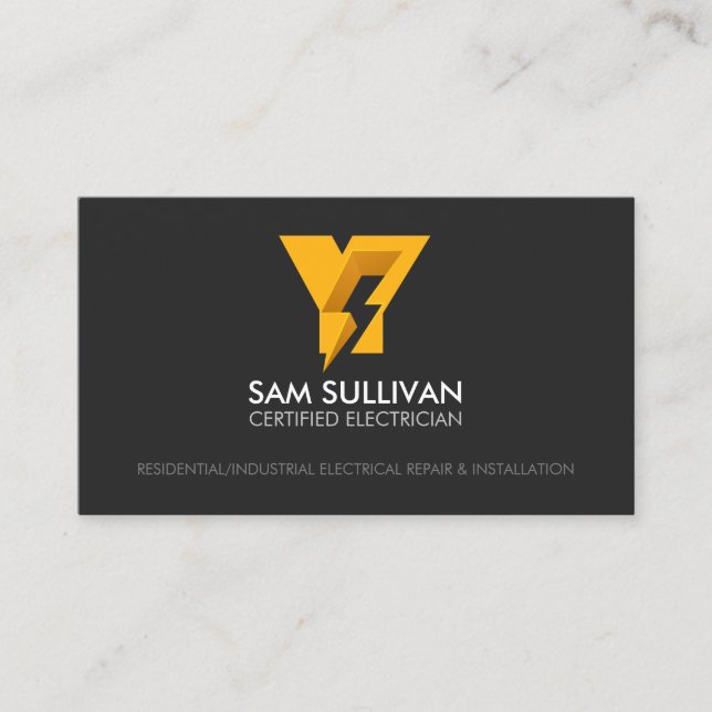 Electrician Contractor Monogram Y Business Card (Front)