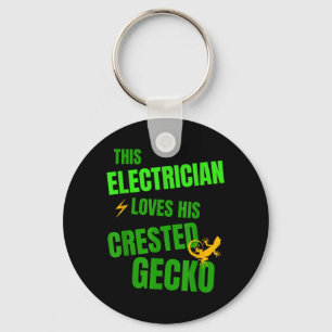 Electrician Crested Gecko Lover Funny Reptile Key Ring