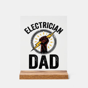 Electrician Dad Vintage Engraving Vector Shirt Des Acrylic Sign