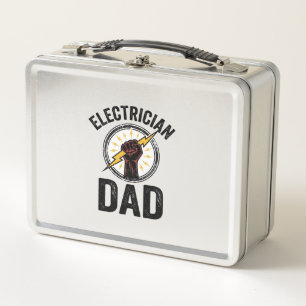 Electrician Dad Vintage Engraving Vector Shirt Des Metal Lunch Box