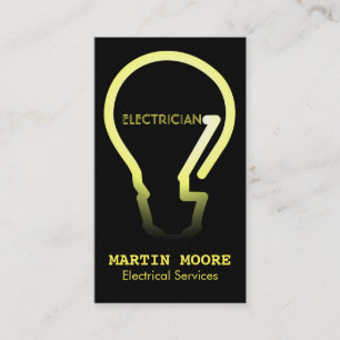 Electrician electical services light bulb yellow business card