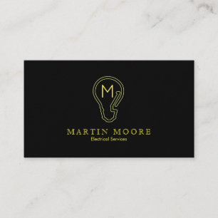 Electrician electical services light bulb yellow business card