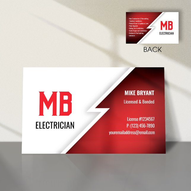 Electrician/Electric Company Business Card - RED (Creator Uploaded)