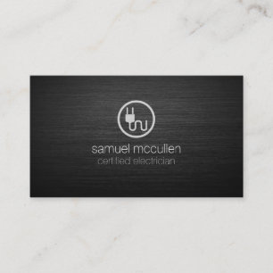 Electrician Electric Plug Icon BrushedMetal Skills Business Card