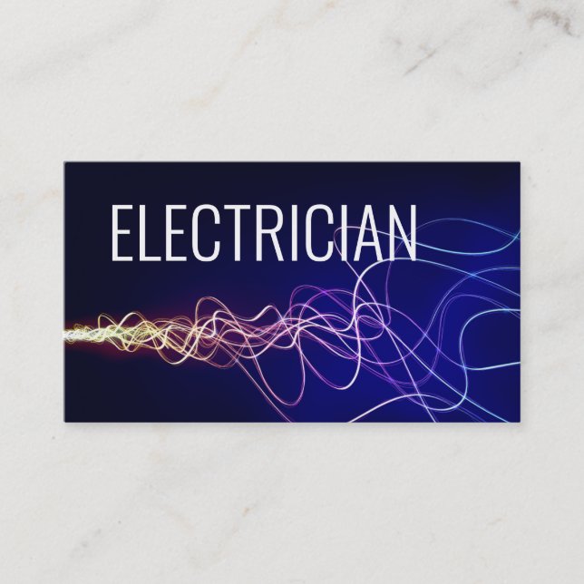 Electrician Electric Power Blue Gradient Business Card (Front)