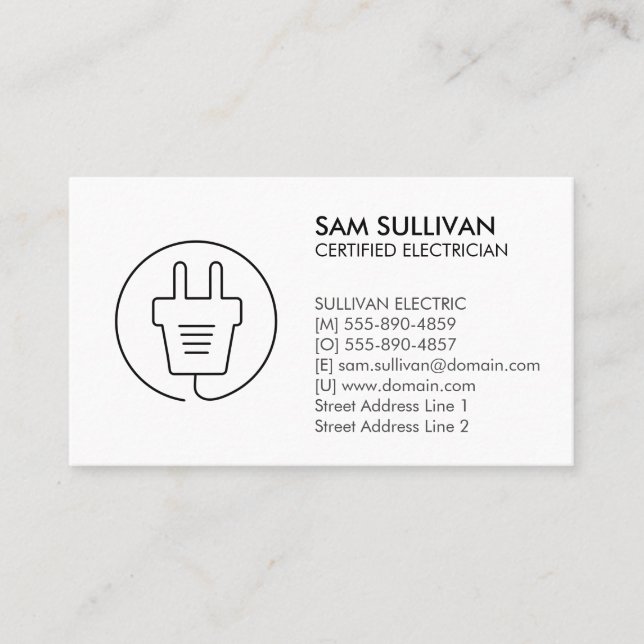 Electrician Electrical Contractor Business Card (Front)