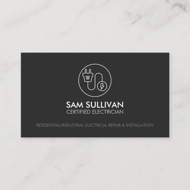 Electrician Electrical Contractor Business Card (Front)