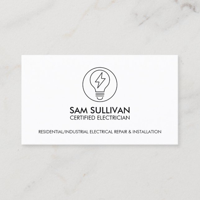 Electrician Electrical Contractor Business Card (Front)