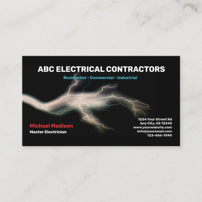 Electrician | Electrical Contractor Business Card (Front)