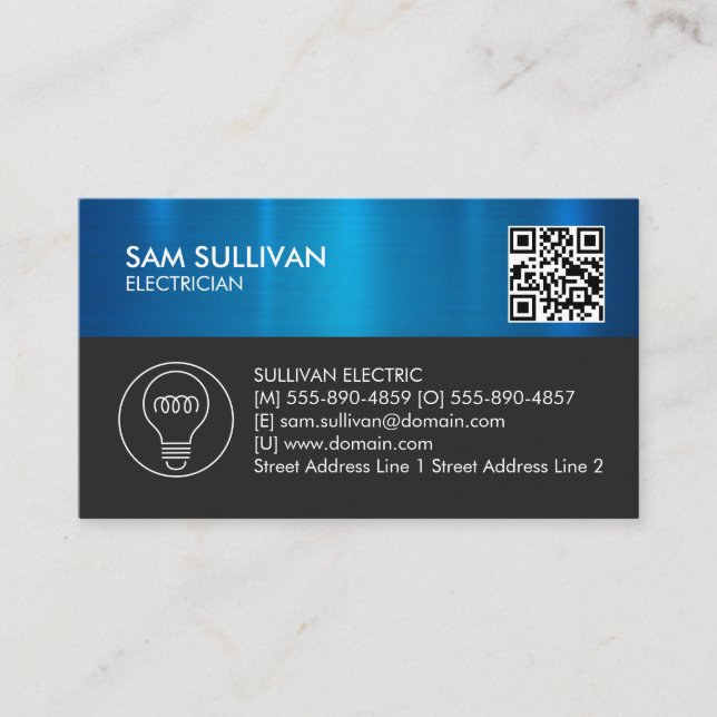 Electrician Electrical Contractor Business Card (Front)