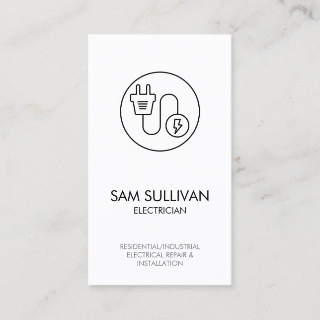 Electrician Electrical Contractor Business Card (Front)