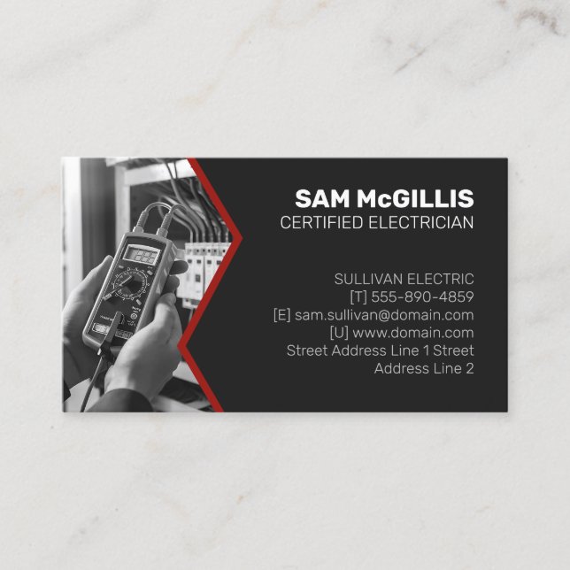 Electrician Electrical Contractor Business Card (Front)