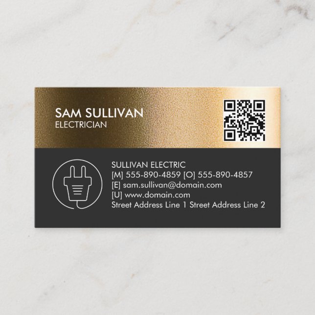 Electrician Electrical Contractor Business Card (Front)