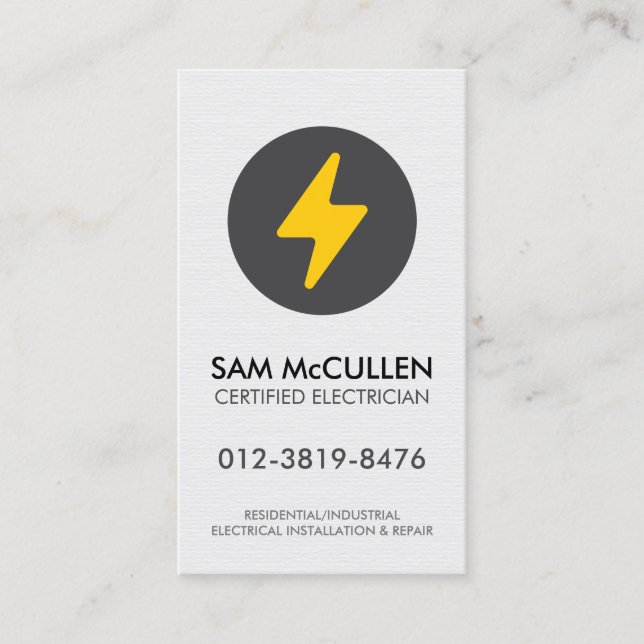 Electrician Electrical Contractor Business Card (Front)