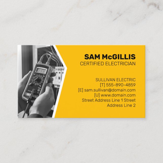 Electrician Electrical Contractor Business Card (Front)