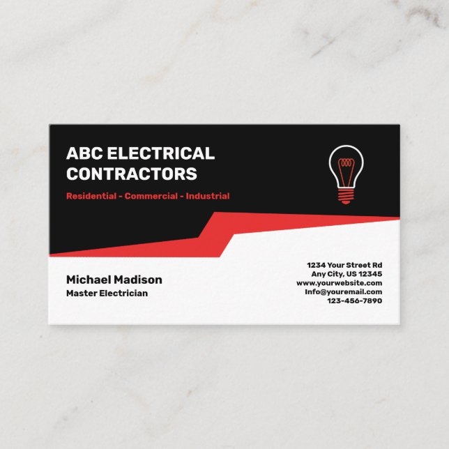 Electrician | Electrical Contractor Business Card (Front)