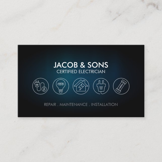 Electrician Electrical Contractor Business Card (Front)