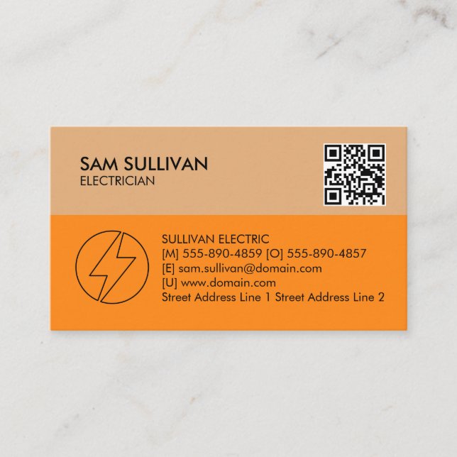 Electrician Electrical Contractor Business Card (Front)