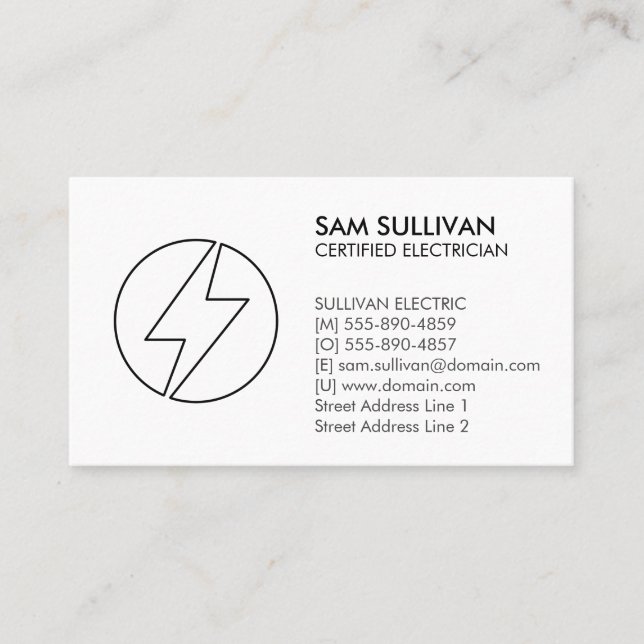 Electrician Electrical Contractor Business Card (Front)