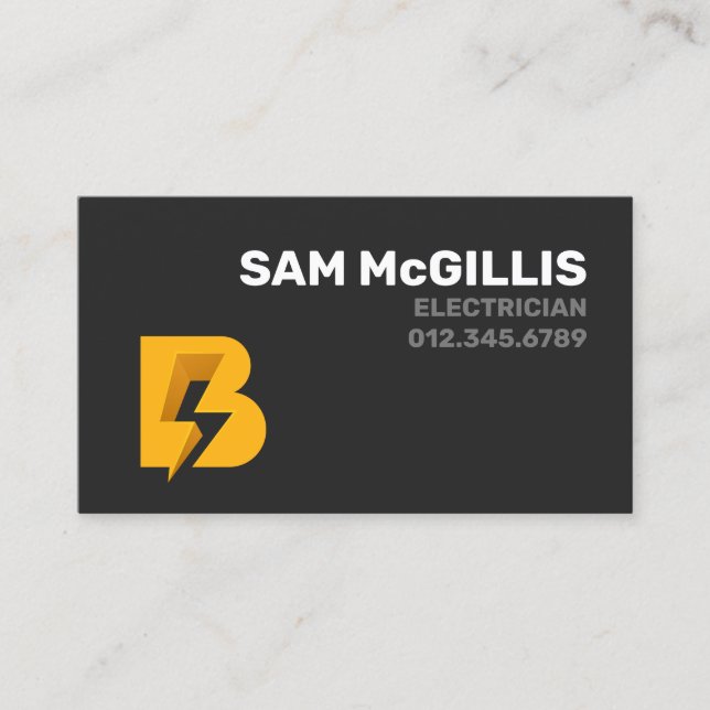 Electrician Electrical Monogram B Business Card (Front)
