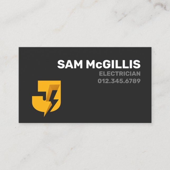 Electrician Electrical Monogram J Business Card (Front)
