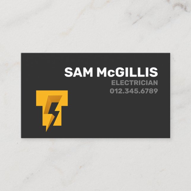 Electrician Electrical Monogram T Business Card (Front)