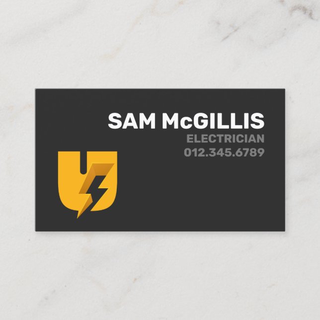 Electrician Electrical Monogram U Business Card (Front)