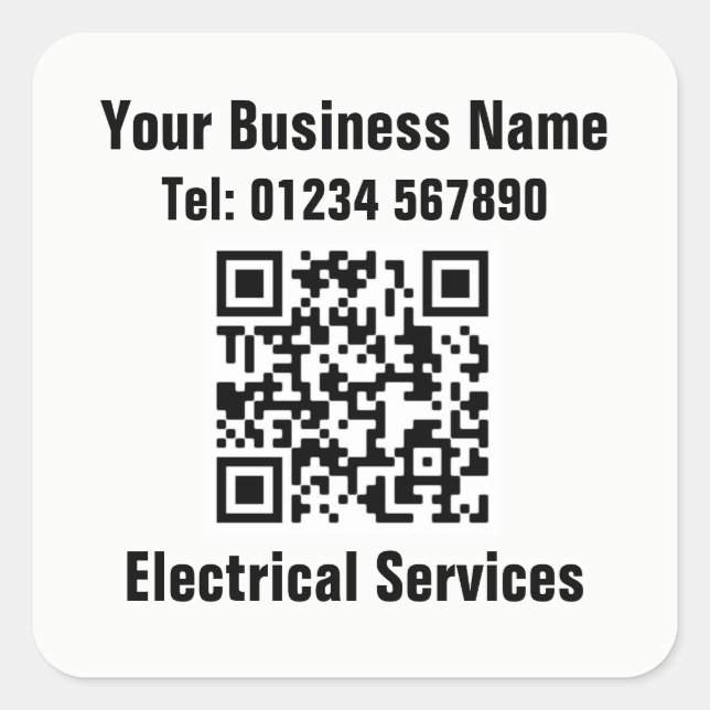 Electrician Electrical Services QR Code Square Sticker (Front)