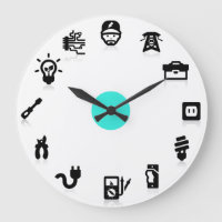 Electrician Electrical Work Icons Wall Clock