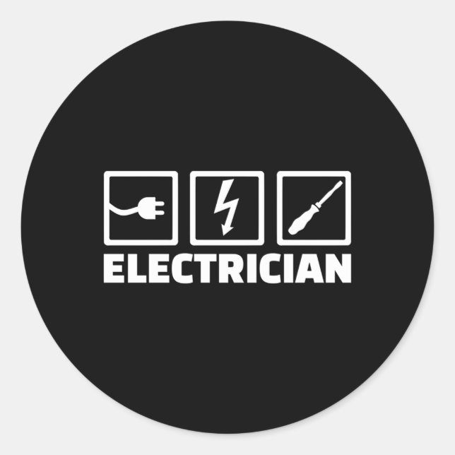 Electrician Electrician Black Small Classic Round Sticker (Front)