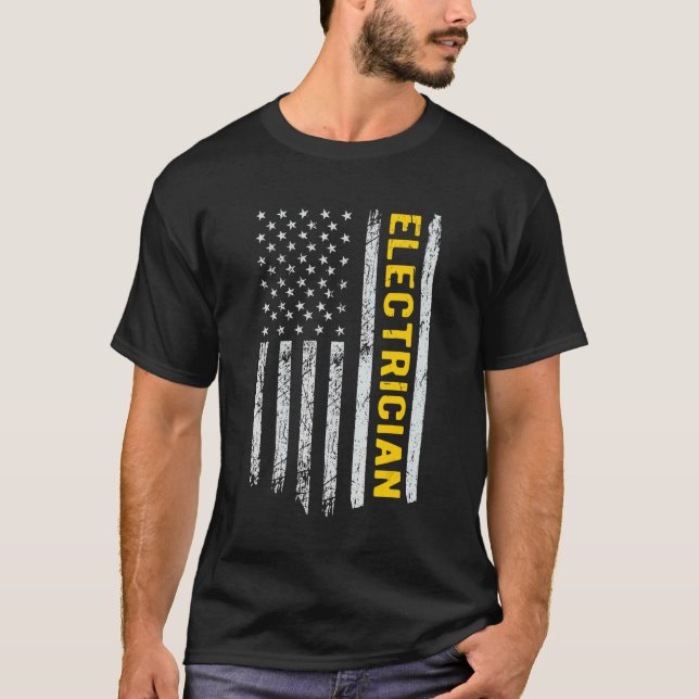 Electrician   Electrician Us Flag T-Shirt (Front)