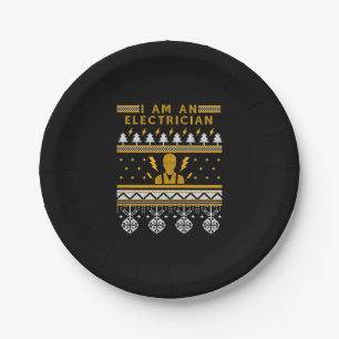 Electrician Electronic Ugly Christmas Sweater Gift Paper Plate