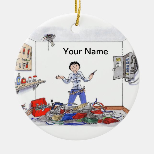 Electrician - Female Ceramic Ornament (Front)