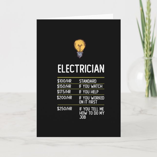 electrician funny gift present idea card (Front)
