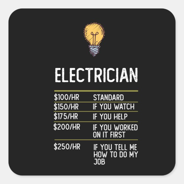 electrician funny gift present idea square sticker (Front)